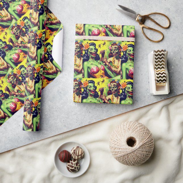 Retro Zombie Pin-up Wrapping Paper (Crafts)