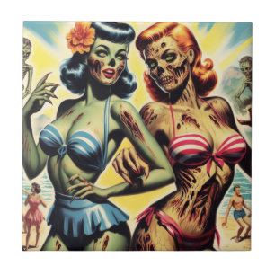 Retro Zombie Pin-ups Tile
