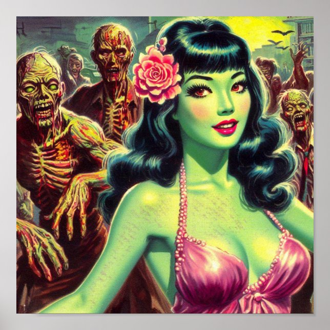 Retro Zombie Woman Poster (Front)