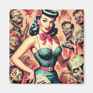 Retro Zombies Pin-up Magnet