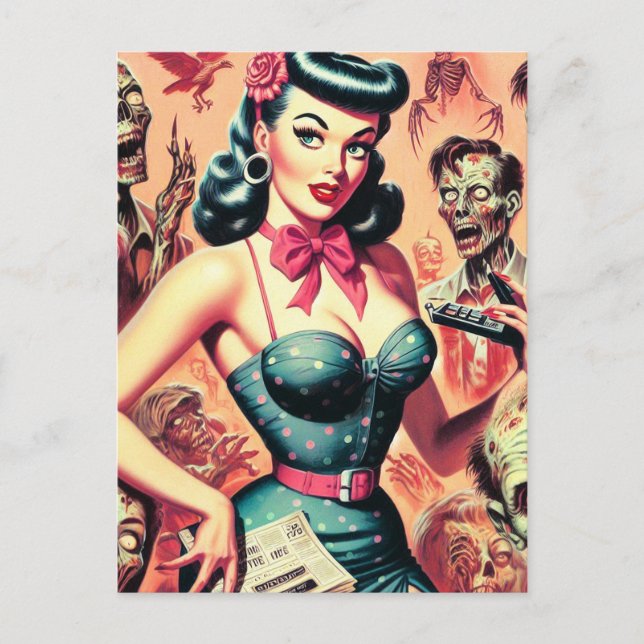 Retro Zombies Pin-up Postcard (Front)