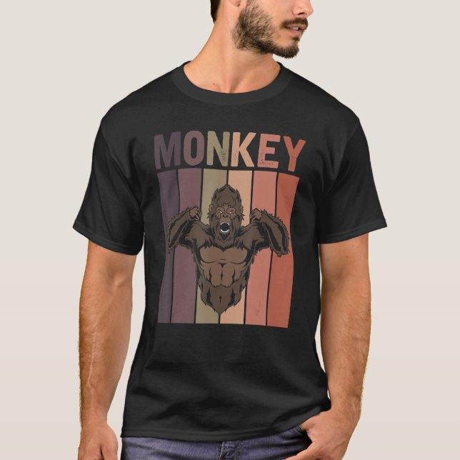 Retro Zoo Animal Monkey  Gorilla Monkey T-Shirt (Front)