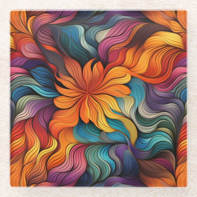 Retrodelic Art Glass Coaster (Front)