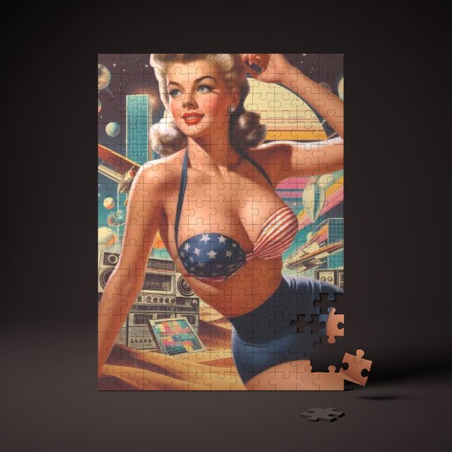 Retrofuturism Cute Pin-up Jigsaw Puzzle (Creator Uploaded)
