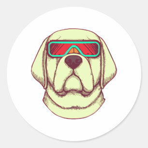 Retrofuturism Labrador Dog Lover Retriever Classic Round Sticker