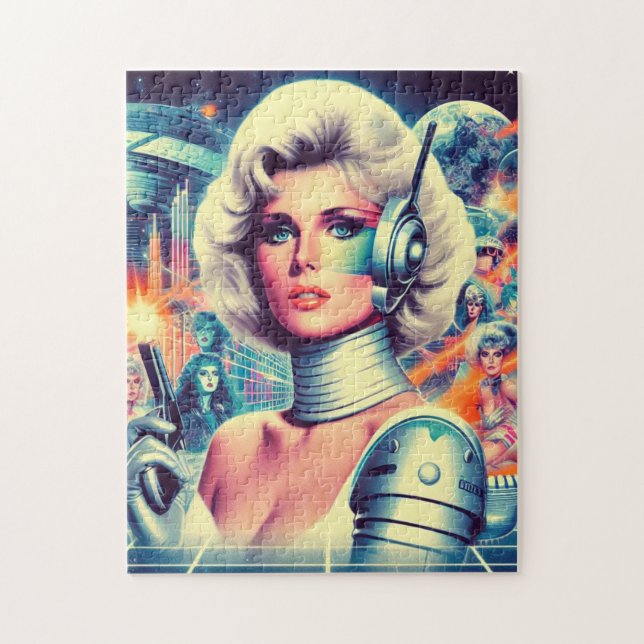 Retrofuturism Science Fiction Woman Jigsaw Puzzle (Vertical)