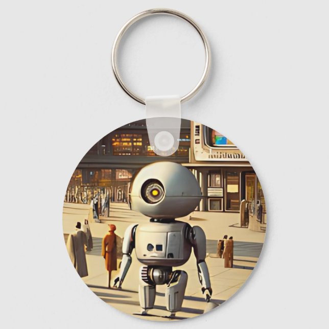 Retrofuturistic Robot Key Ring (Front)