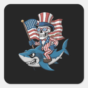 Retroinspired patriotic American flag Square Sticker