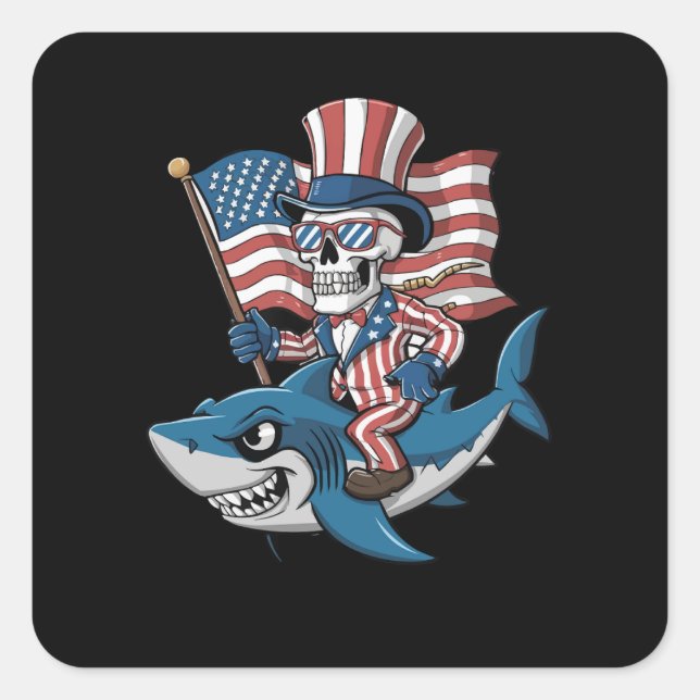 Retroinspired patriotic American flag Square Sticker (Front)