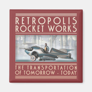 Retropolis Rocket Works Square Magnet