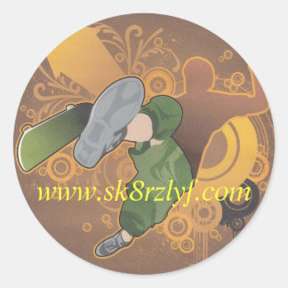 retrosk8 001, www.sk8rzlyf.com classic round sticker