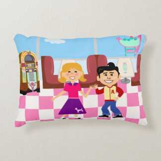 Retroville Diner Dance Kids Vintage Cartoon Art Decorative Cushion