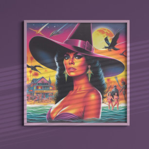 Retrowave 80s Witch Poster