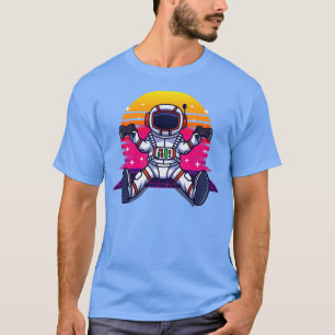 Retrowave Astronaut With Controller Vintage Gaming T-Shirt