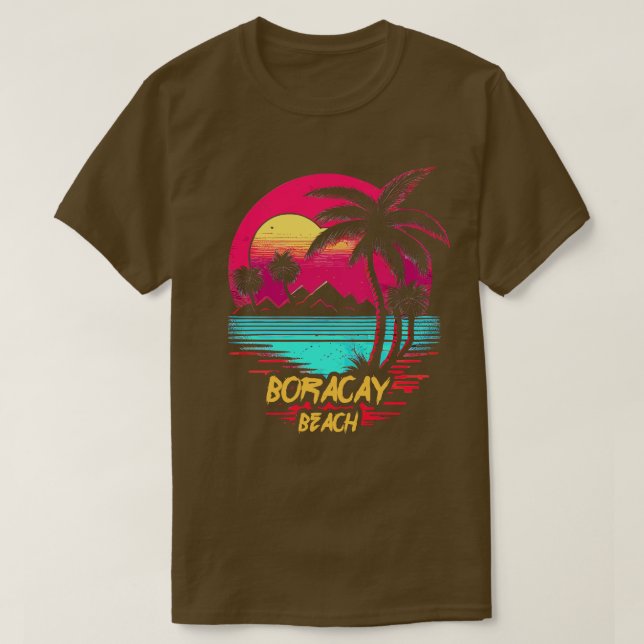 Retrowave Beach Boracay Beach T-Shirt (Design Front)