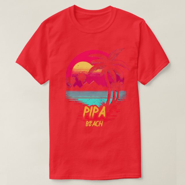 Retrowave Beach Pipa Beach T-Shirt (Design Front)