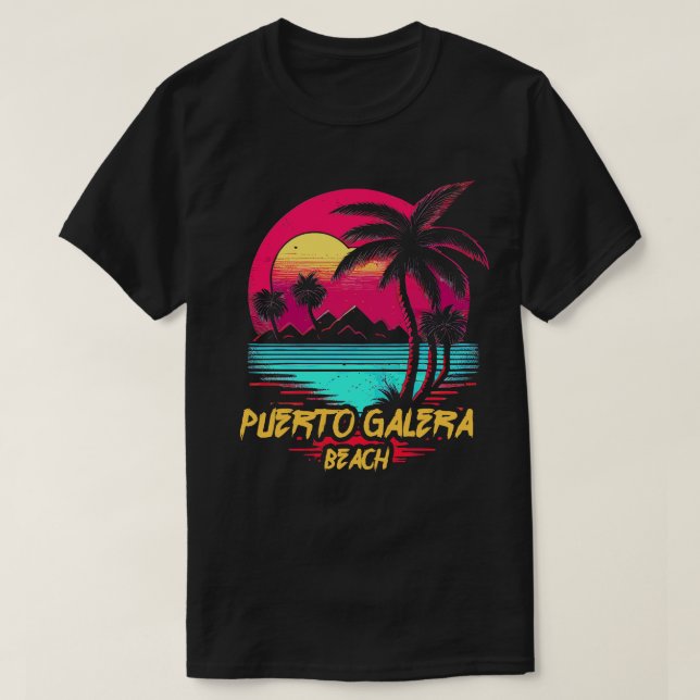 Retrowave Beach Puerto Galera Beach T-Shirt (Design Front)