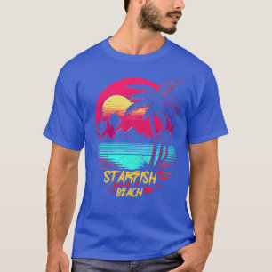 Retrowave Beach Starfish Beach T-Shirt
