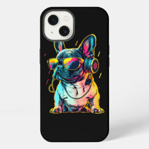 Retrowave French Bulldog with Headphones and Sungl iPhone 13 Case