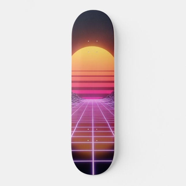 Retrowave Landscape Skateboard (Front)