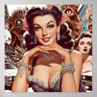 Retrowave Pin-up Collage