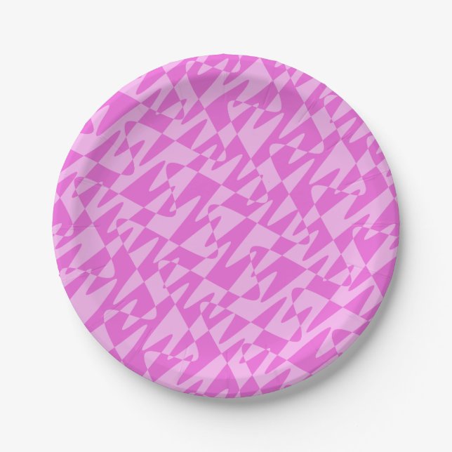 retrowave ripple - duo pink : paper plate (Front)