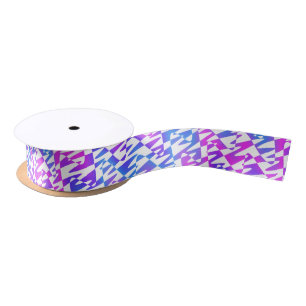 retrowave ripple - gradient twilight on white : satin ribbon