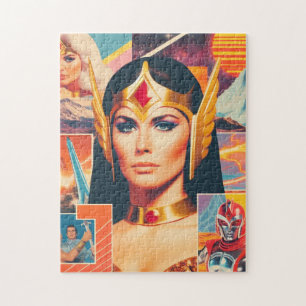 Retrowave Sci-Fi Warrior Woman Jigsaw Puzzle