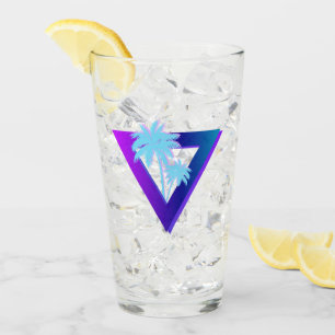 RETROWAVE SYNTHWAVE PALM TREES TRIANGLE GLASS