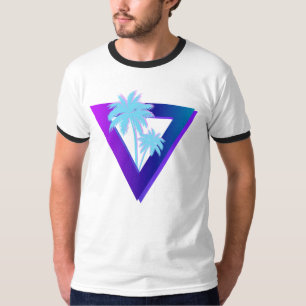RETROWAVE SYNTHWAVE PALM TREES TRIANGLE RINGER T-Shirt