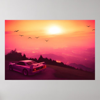Retrowave & Synthwave Scenery Poster