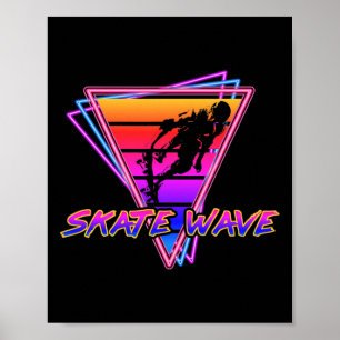 Retrowave Synthwave Skateboarding 80's Graphic Poster