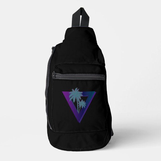 RETROWAVE TRIANGLE PALM TREES BAG (Front)