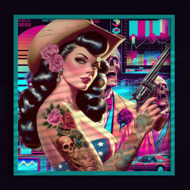 Retrowave Western Pin-up Poster (Creator Uploaded)