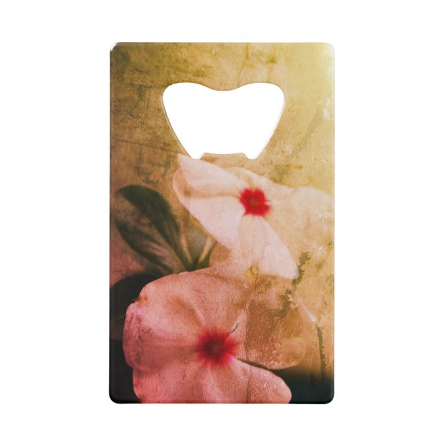 Retrto Flowers Photo Credit Card Bottle Opener (Front)