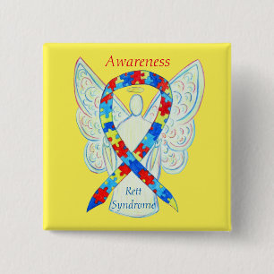 Rett Syndrome Angel Puzzle Awareness Ribbon Pins