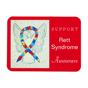 Rett Syndrome Awareness Ribbon Angel Magnet