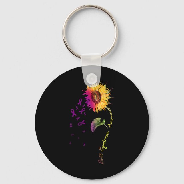 Rett Syndrome Awareness Sunflower  Key Ring (Front)