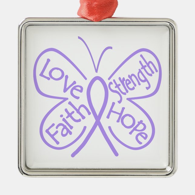 Rett Syndrome Butterfly Inspiring Words Metal Tree Decoration (Front)