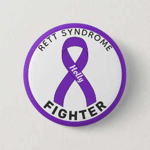 Rett Syndrome Fighter Ribbon White Button