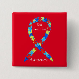 Rett Syndrome Puzzle Awareness Ribbon Custom Pins