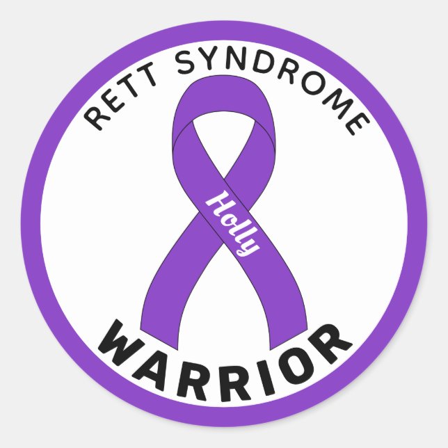 Rett Syndrome Warrior Ribbon White Classic Round Sticker (Front)