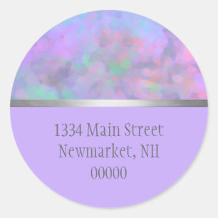 Return Address Abstract Purple Pink Blue Silver Classic Round Sticker