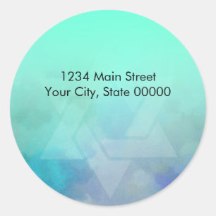 Return Address Aqua and Blue Star of David Classic Round Sticker