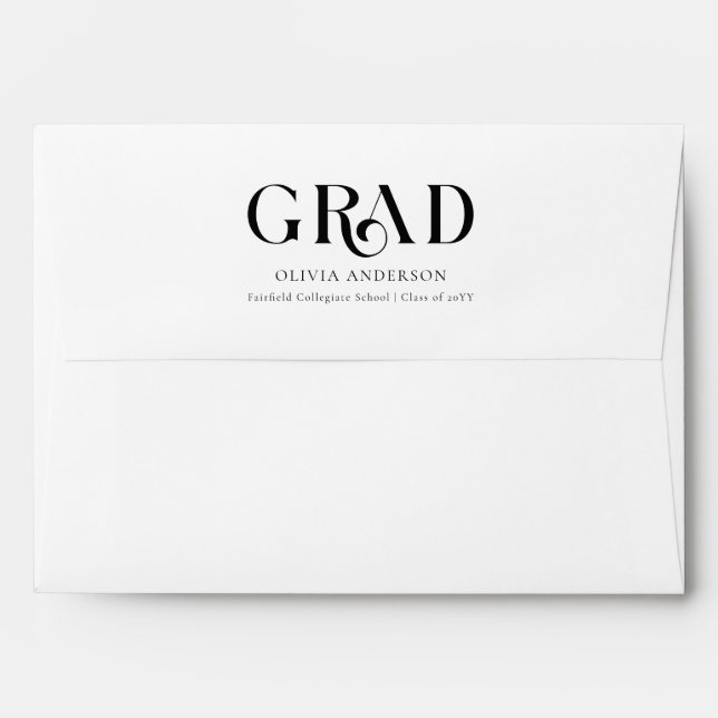 Return Address Black Script Graduation Envelope (Back (Top Flap))