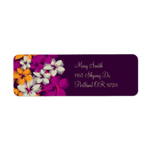 "return address" Blossoms & Swirls Plum Purple