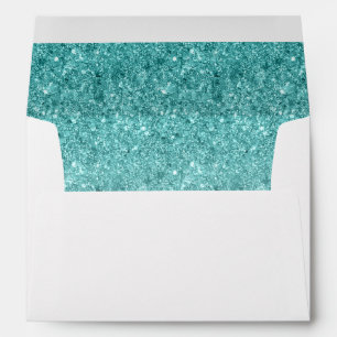 Return Address, Blue Glam Glitter Rectangle Envelope