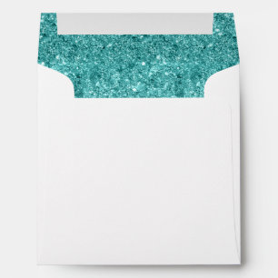 Return Address, Blue Glitter Modern Square Envelope