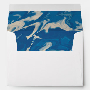 Return Address Blue Marble Modern Coastal Wedding Envelope