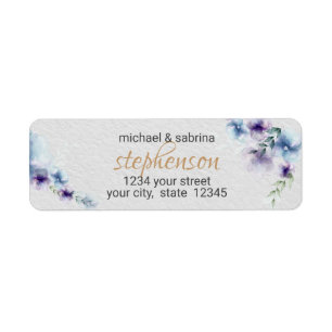 Return Address   Blue Violet Watercolor Flowers